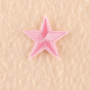 Computerized Embroidery Cloth Iron on/Sew on Patches, Costume Accessories, Appliques, Star, Pink, 3x3cm