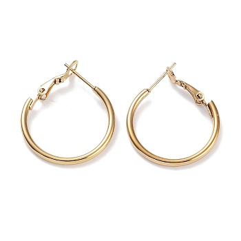 Ring 304 Stainless Steel Hoop Earrings for Women Men, Golden, 12 Gauge, 24.5x2mm, Pin: 0.6mm