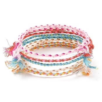 Cotton Braided Cords, Macrame Cord Bracelet Making, Mixed Color, 1-3/4~3-1/8 inch(4.5~8.1cm), 2mm