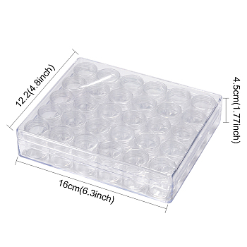 Clear Bead Organizer Storage Case, Plastic Bead Containers, Seed Beads Containers with 30 Tiny Containers, 13.5x16x3.5cm, bottle: 26x29mm, Capacity: 5ml(0.17 fl. oz), 30pcs/box