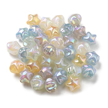 UV Plating Luminous Acrylic Beads, Iridescent, Star, Mixed Color, 15x15.5x14mm, Hole: 3.8mm