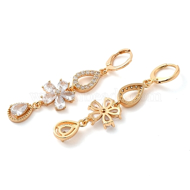 Rack Plating Golden Brass Dangle Leverback Earrings(EJEW-B037-16G)-2