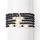 6Pcs 6 Style Natural Shell & Glass Star & Round Beaded Stretch Bracelets Set for Women(BJEW-JB09945-02)-1