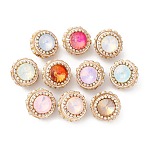 Handmade Resin Indonesia Round Beads, with Alloy Rhinestone Findings, Rondelle, Mixed Color, 21x18mm, Hole: 1.8mm(IPDL-P005-02KCG-M)