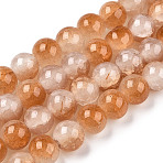 Crackle Baking Paint Imitation Jade Glass Beads Strands, Two Tone, Round, Chocolate, 8mm, Hole: 1.5mm, about 104~108pcs/strand, 29.72 inch~30.91 inch(75.5~78.5cm)(DGLA-T003-8mm-08)
