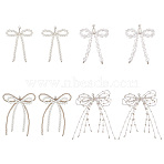 8Pcs 4 Styles Bowknot Glass Pearl & Plastic Shoes Charms, with Alloy Lobster Claw Clasps, Shoe Decoration, Mixed Color, 95~140mm, 2pcs/style(HJEW-GO00089)