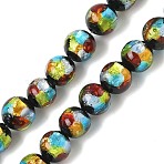 Handmade Foil Glass Beads, Round, Colorful, 9~10.5mm, Hole: 1.2mm(LAMP-K039-37B)