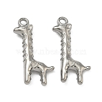 304 Stainless Steel Pendants, Giraffe Charm, Stainless Steel Color, 24x12x4mm, Hole: 1.8mm(STAS-P446-10P)