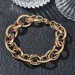 304 Stainless Steel Textured Oval Link Chain Bracelets, Ion Plating(IP), Golden, 8.19 inch(20.8cm)(SA-CBA2696-26G)