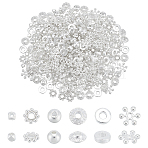 360Pcs 6 Styles Alloy Spacer Beads, for Jewelry Making Supplies, Silver, 3.5~8mm, Hole: 1~2.5mm, 60pcs/style(FIND-UN0007-01S)