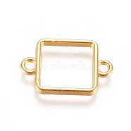 Zinc Alloy Links connectors, Open Back Bezel, For DIY UV Resin, Epoxy Resin, Pressed Flower Jewelry, Square, Golden, 17x11.5x1.5mm, Hole: 1.6mm(PALLOY-E564-89G)