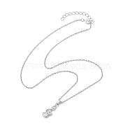 Brass Micro Pave Cubic Zirconia Musical Note Pendant Necklace, 304 Stainless Steel Cable Chains Necklaces, Stainless Steel Color, 20.39 inch(51.8cm)(NJEW-JN04695)
