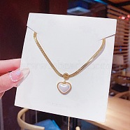 Plastic Heart Pendant Necklaces, Titanium Steel Herringbone Chain Necklaces, Golden, 8.27~19.69 inch(21~50cm)(FS-WG30730-24)