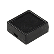 Plastic Jewelry Set Boxes, with Velvet Inside, Square, Black, 40x40x15mm(OBOX-G007-03A)