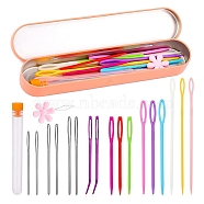 Knitting Neddles Sets, including Aluminum Big Eye Needles, Needle Threader, Mixed Color, 175x38x20mm(PW-WG3AD58-04)