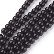 Natural Obsidian Beads Strands, Round, Grade AA, Black, 6mm, Hole: 1mm, about 65pcs/strand, 15.7 inch(X-G-G099-6mm-24)