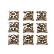 Tibetan Antique Bronze Metal Caps, Lead Free & Cadmium Free, 7.5mm wide, 7.5mm long, 3mm thick, hole: 2mm(X-MLF0573Y)
