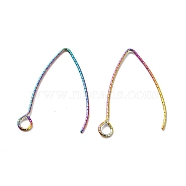 Rainbow Color Ion Plating(IP) 316 Stainless Steel Earrings Finding, Earring Hooks, with Horizontal Loop, 27x17x0.7mm, Hole: 2.5mm, 21 Gauge, Pin: 0.7mm(STAS-B025-01M)