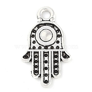 Hamsa Hand/Hand of Fatima/Hand of Miriam Tibetan Style Alloy Pendants, Cadmium Free & Lead Free, Antique Silver, 20x12x2mm, Hole: 2mm, about 1080pcs/1000g(TIBEP-R344-01AS-LF)