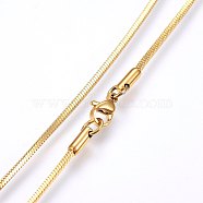 304 Stainless Steel Snake Chain Necklaces, with Lobster Claw Clasps, Golden, 17.7 inch(45cm), 1.5mm(X-MAK-L015-03C)