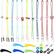 Nbeads DIY Eyeglasses Neck Strap Making Kits for Children, Anti Slip Holder, Silicone Eyeglasses Ear Grip, Eyeglass Holders, Glasses Rubber Loop Ends, Adjustable Polyester Mask Strap Extender, Mixed Color, 20~36x9~15x3.5~4mm(FIND-NB0006-03)