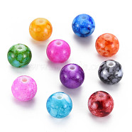 Baking Paint Opaque Acrylic Beads, Round, Mixed Color, 10x9mm, Hole: 2mm, about 850pcs/500g(MACR-S308-06B)