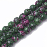 Natural Gemstone Beads Strands, Dyed, Imitation Ruby in Zoisite, Round, 10mm, Hole: 1mm, about 38~40pcs/strand, 15.7 inch(G-S281-52-10mm)