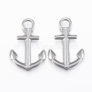 304 Stainless Steel Pendants, Anchor, Stainless Steel Color, 30x20x2.5mm, Hole: 5x4mm(X-STAS-H420-08P)