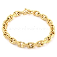 Ion Plating(IP) 304 Stainless Steel Cable Chain Bracelets, with Toggle Clasps, Real 18K Gold Plated, 8-5/8 inch(22cm), 9x3mm(BJEW-L631-27G)