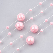 ABS Plastic Imitation Pearl Beaded Trim Garland Strand, Great for Door Curtain, Wedding Decoration DIY Material, Pink, 3~8mm, about 60m/roll(AJEW-S071-01D)
