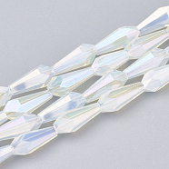 Electroplate Glass Beads Strands, Imitation Jade Glass, Faceted, Vase, Clear, 14x6x6mm, Hole: 1.2mm, about 50pcs/strand, 27.1 inch(X-EGLA-T008-12L)