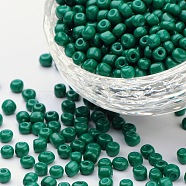 Baking Paint Glass Seed Beads, Teal, 6/0, 4~5x3~4mm, Hole: 1~2mm, about 4500pcs/bag(SEED-S003-K26)