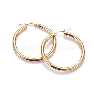 201 Stainless Steel Hoop Earrings, with 304 Stainless Steel Pin, Hypoallergenic Earrings, Ring Shape, Golden, 9 Gauge, 36x3mm, Pin: 0.7x1mm(EJEW-F205-14G-A)