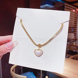 Plastic Heart Pendant Necklaces, Titanium Steel Herringbone Chain Necklaces, Golden, 8.27~19.69 inch(21~50cm)(FS-WG30730-24)