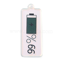 Acrylic Pendants, Rectangle, Teal, 43x15.5x2.5mm, Hole: 1.2mm(RESI-P033-D02)