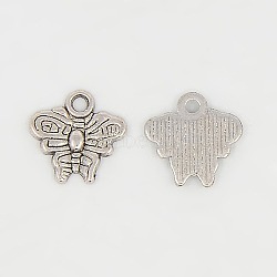 Tibetan Style Alloy Pendants, Cadmium Free & Lead Free, Butterfly, Antique Silver Color, 10x10x1mm, Hole: 1mm(TIBEP-A100607-S-LF)