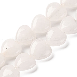 Natural White Jade Beads Strands, Heart, 14~14.5x13.5~14x6~6.5mm, Hole: 1mm, about 28pcs/strand, 15.16''(38.5cm)(G-I372-A10-02)