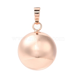 Rack Plating Brass Bell Pendants, Pregnancy Bola, Round Charms, Rose Gold, 24.5x20.5mm, Hole: 7.5x4.5mm(KK-I682-01A-RG)