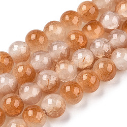 Crackle Baking Painted Imitation Jade Glass Beads Strands, Two Tone, Round, Chocolate, 8mm, Hole: 1.5mm, about 104~108pcs/strand, 29.72 inch~30.91 inch(75.5~78.5cm)(DGLA-T003-8mm-08)