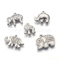 Tarnish Resistant 304 Stainless Steel Pendants, Elephant, Stainless Steel Color, 17~20x15~25x3~5mm, Hole: 1.2~1.6mm(STAS-L212-014)