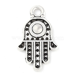 Hamsa Hand/Hand of Fatima/Hand of Miriam Tibetan Style Alloy Pendants, Cadmium Free & Lead Free, Antique Silver, 20x12x2mm, Hole: 2mm, about 1080pcs/1000g(TIBEP-R344-01AS-LF)