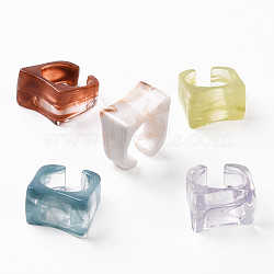 Acrylic Curved Rectangle Open Cuff Ring for Women, Mixed Color, US Size 7 1/4(17.5mm), 140Pcs/500g(OACR-B002-02)