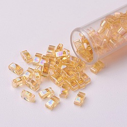 MIYUKI Half TILA Beads, Japanese Seed Beads, 2-Hole, (HTL251) Transparent Light Topaz AB, 5x2.3x1.9mm, Hole: 0.8mm, about 2500pcs/bag, 100g/bag(SEED-L009-M-L03)