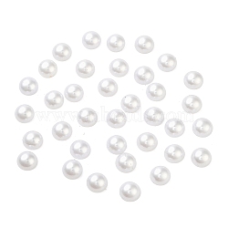 ABS Plastic Cabochons, Imitation Pearl, Half Round, White, 6x3mm, about 5000pcs/bag(OACR-S012-6mm-Z9)