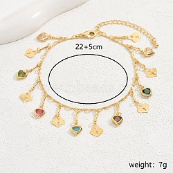 Brass Heart Charm Anklets for Women(KP7886-1)