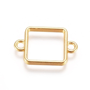 Zinc Alloy Links connectors, Open Back Bezel, For DIY UV Resin, Epoxy Resin, Pressed Flower Jewelry, Square, Golden, 17x11.5x1.5mm, Hole: 1.6mm