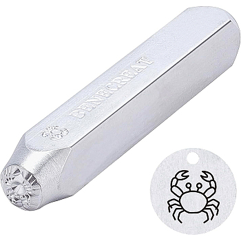 Iron Seal Stamps, Stamping Tools, for Leather Craft, 12 Constellations Patterns, Cancer, 65.5x10mm