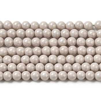 Cubic Zirconia Imitation Pearl Bead Strands, Round, Tan, 4mm, Hole: 0.7mm, about 94pcs/strand, 14.69''(37.3cm)