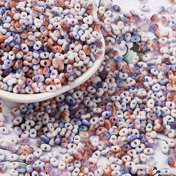 Baking Paint Glass Seed Beads, Round Hole, Peanut, Orange, 4.5x2.5x2.5mm, Hole: 1mm, about 15000pcs/pound