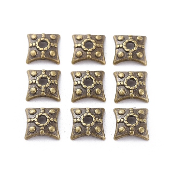 Tibetan Antique Bronze Metal Caps, Lead Free & Cadmium Free, 7.5mm wide, 7.5mm long, 3mm thick, hole: 2mm